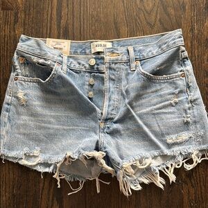 AGOLDE Women's Distressed Blue Denim Shorts PARKER short